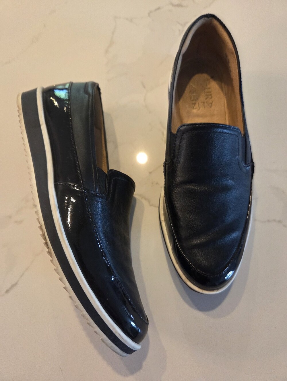Sleek Black Slip-On Faux Leather Loafers